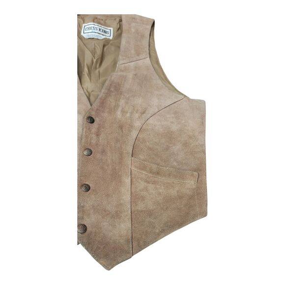 Vintage Chess King Suede Leather Vest Men’s Medium Korea Western Button Front - Picture 5 of 13